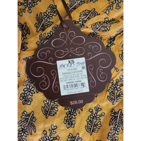 Women's 1/4 Button Down Flutter Sleeve Blouse -Knox Rose Sahara Gold Floral  XS - Picture 5 of 7